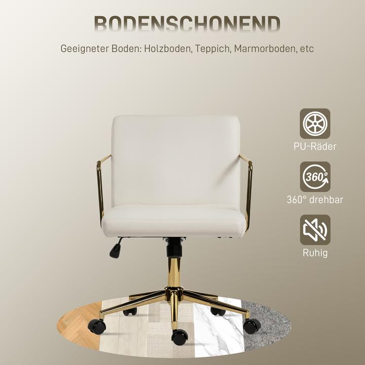 Produktbild Homcom Schreibtischstuhl Polyester, Stahl Cremeweiss (47 - 57 cm)