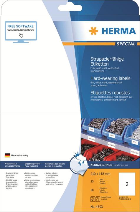 Actual product image HERMA Weatherproof shipping labels A4