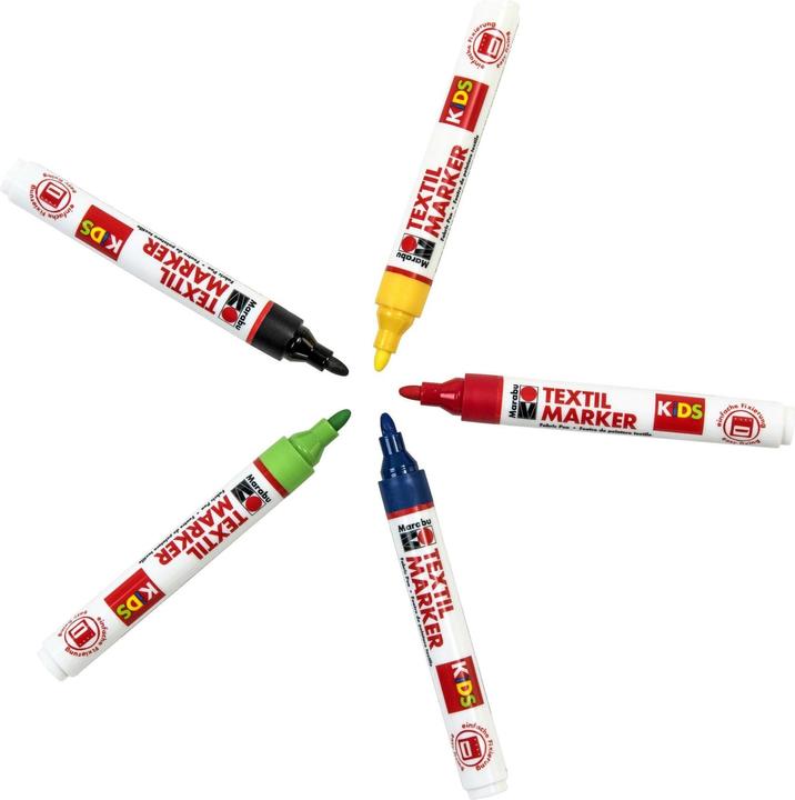 Produktbild Marabu Textilstift KiDS (Lavendel, Gelb, Grün, Blau, Schwarz, Rot, 3 mm, 5 x)