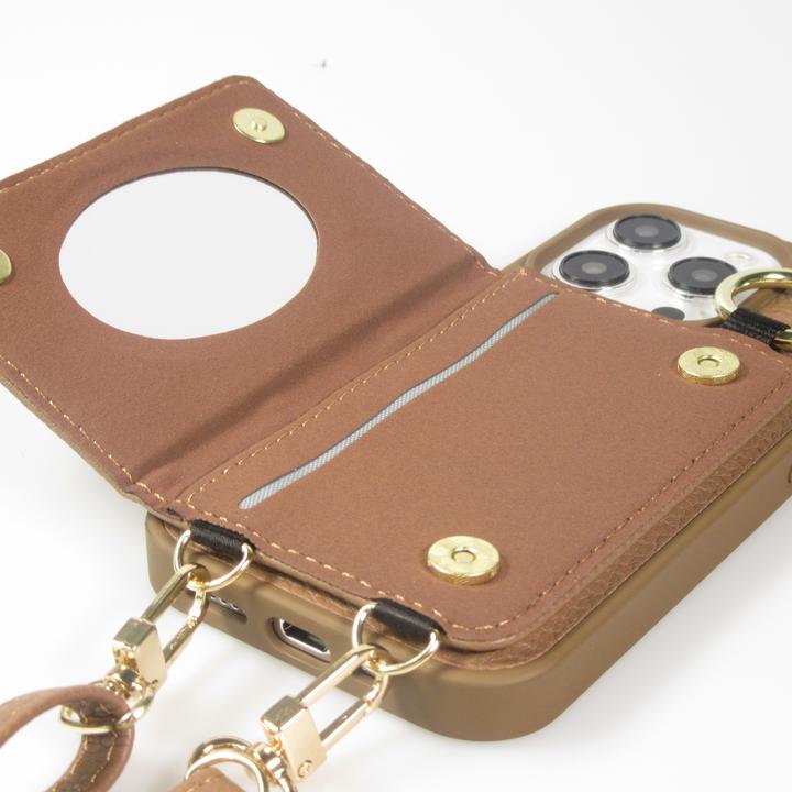 Image du produit PhoneLook Coque Cuir matelassé avec miroir et compartiment carte inclus grande lanière amovible (Apple iPhone 15 Pro)