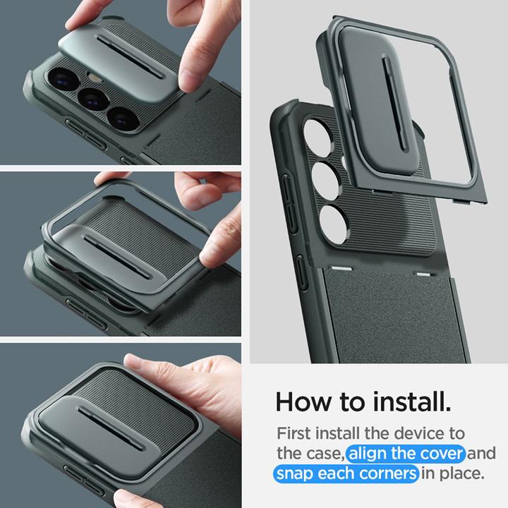 Actual product image Spigen Optics Armor S921 zielony/abyss green ACS07364 (Samsung Galaxy S24 Ultra)