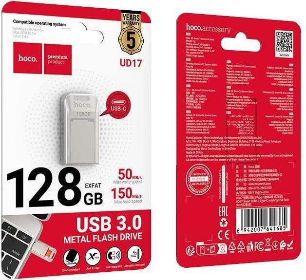 Produktbild Hoco Memory cards pendrive USB A + USB C UD17 128GB USB3.0 (128 GB, USB-A)