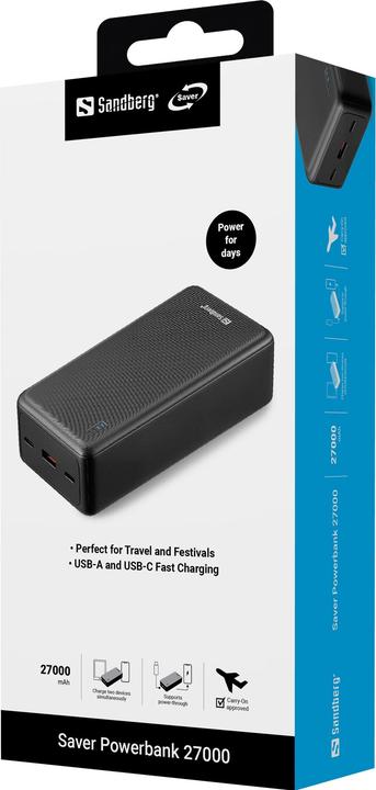 Image du produit Sandberg Saver Powerbank 27000 (27000 mAh, 22.50 W, 99.90 Wh)