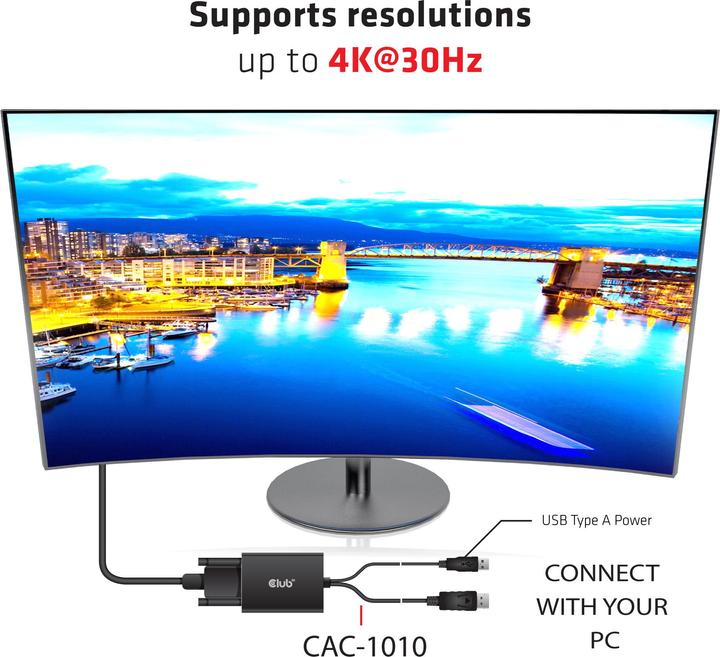 Produktbild Club 3D CAC-1010 DisplayPort to Dual Link DVI-I aktiver Adapter (USB, 6.10 cm)