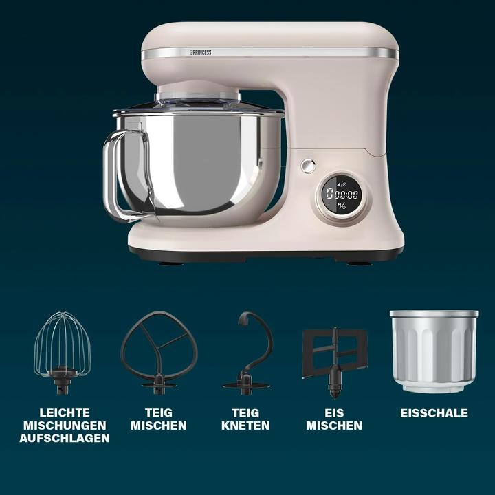 Productafbeelding Princess Keukenmachine 1200 W crèmewit, roestvrij staal