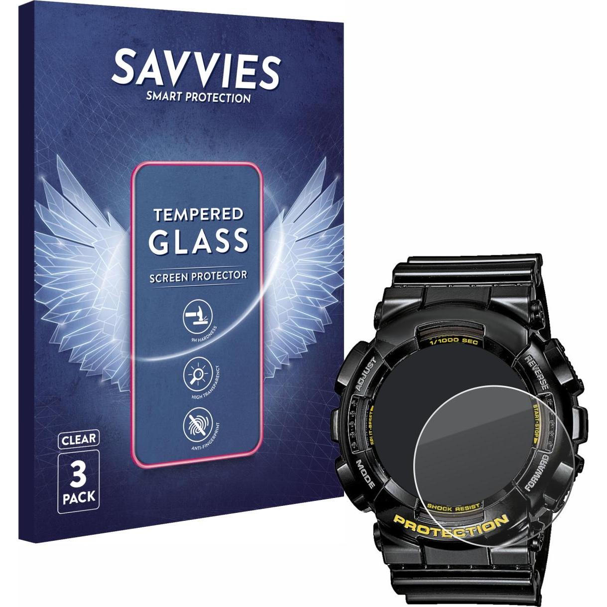 Savvies Panzerglas Schutzglas Displayschutz, Smartwatch Schutzfolie, Transparent