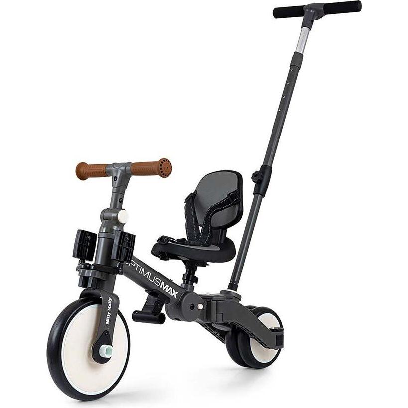 Qplay Grigio Milly Mally Optimus Max 5In1 Dreirad Mit Führungsschiene Dunkelgrau