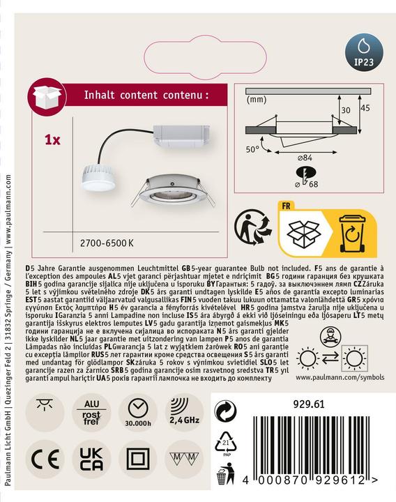 Produktbild Paulmann Einbauleuchte Nova Plus Set Zigbee (470 lm)