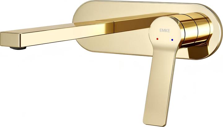 Emke Wasserhahn Bad, Messing Champagnergold, Mischbatterie Waschbecken, Küchenarmatur mit Luftsprudler, K