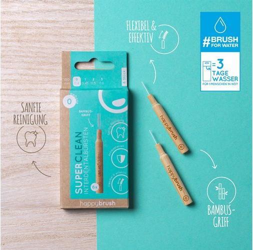 Immagine prodotto happybrush Scovolini interdentali SuperClean ISO 0 0,4 mm Marrone 6 pezzi (6 x, 0.40 mm)