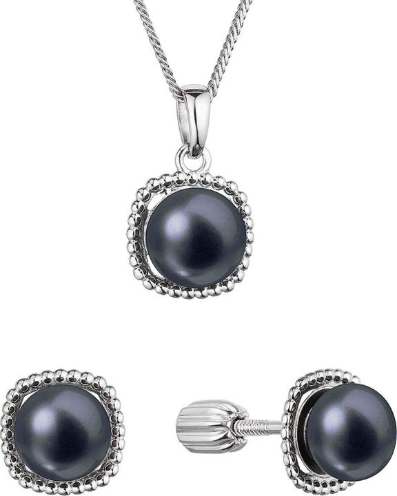 Image du produit Evolution Group Parure de bijoux en argent avec perles de rivière noires 29065.3B noir (boucles d'oreilles. chaîne. (Argent)