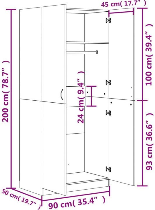 Produktbild vidaXL Aylmar (90 x 52 x 200 cm)