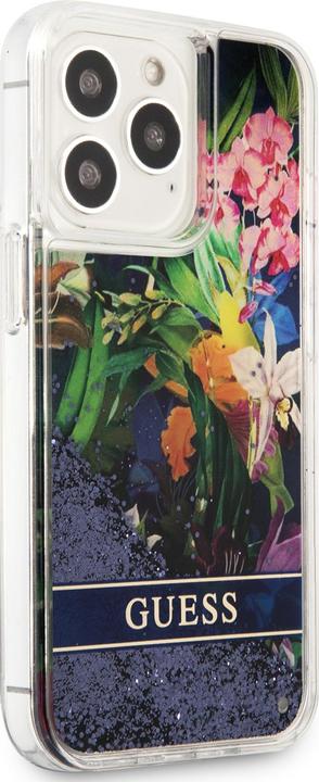 Produktbild Guess GUHCP13LLFLSB iPhone 13 Pro / 13 6,1" niebieski/blue hardcase Flower Liquid Glitter (Apple iPhone 13, Apple iPhone 13 Pro)