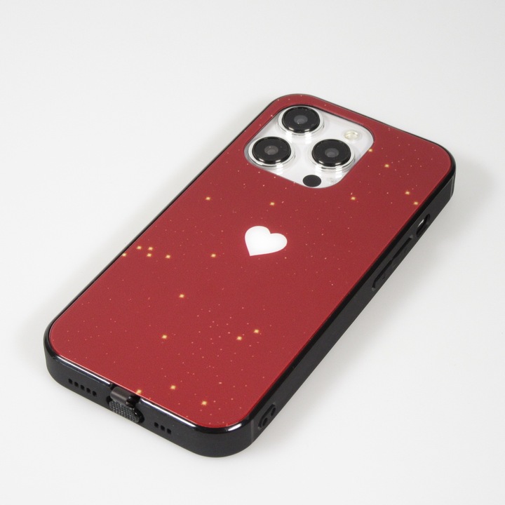 Produktbild PhoneLook Hülle Silikon Glossy integriertes LED Licht mit USB-C Anschluss Shiny Heart (Apple iPhone 15 Pro Max)