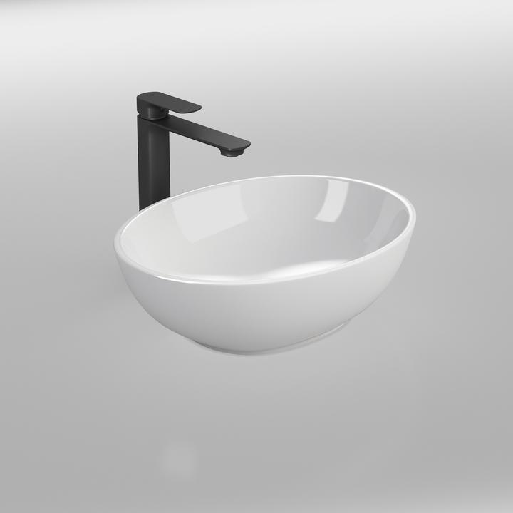 Emke Aufsatzwaschbecken Ovales Waschbecken Keramik Waschbecken Waschtisch Weiss Glänzend 350x 270 x 1 (270 mm, 350 mm)