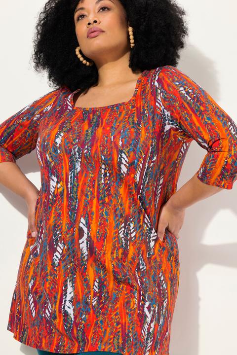 Produktbild Ulla Popken Longshirt, A-Linie, Carree-Ausschnitt, 3/4-Arm (56)