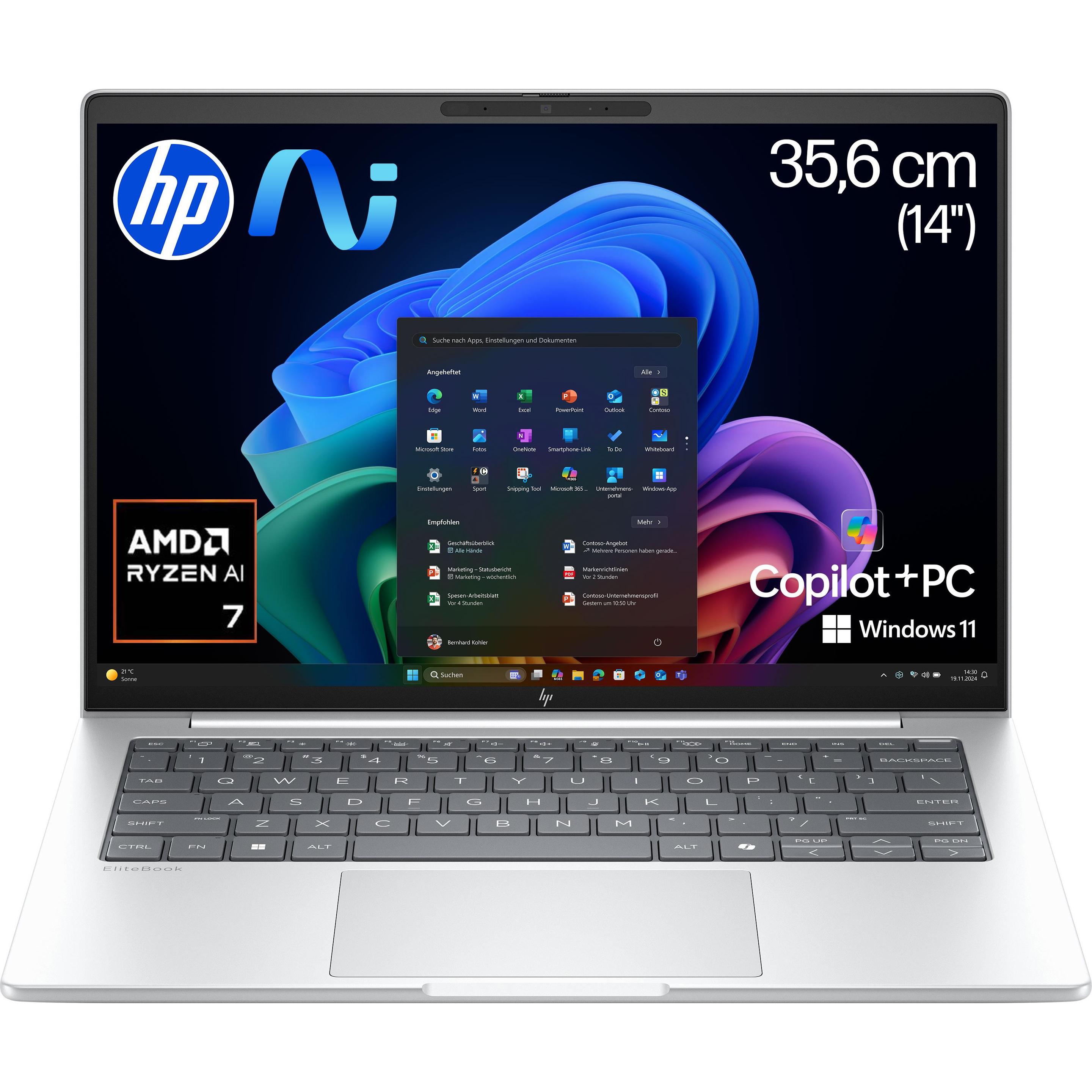 HP EliteBook 8 G1a AMD Ryzen AI 7 350 35,56cm 14Zoll WUXGA 64GB 1TB/SSD W11P SmartBuy 3J Gar (DE) (1