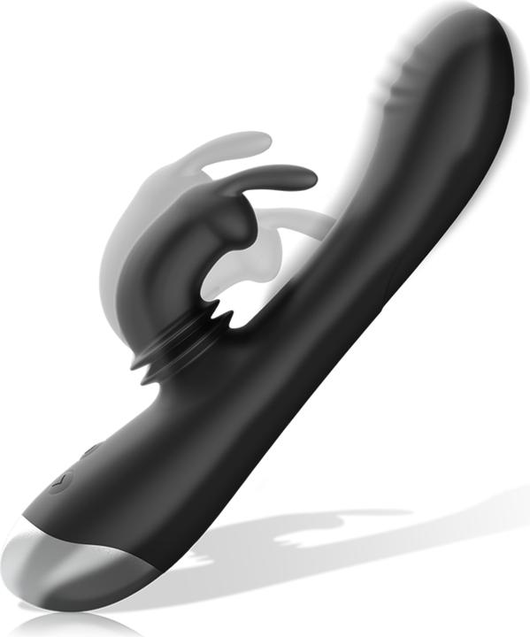 Actual product image Black&Silver Dj. Adam Rabbit Silicone Rechargeable Black Stimulator