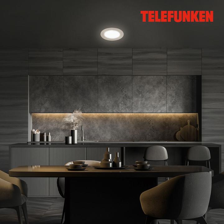 Image du produit Telefunken LED encastrable dimmable IP23 WiFi RGBW 6W 600 lm blanc chaud - blanc lumière du jour ronde nickel (600 lm)