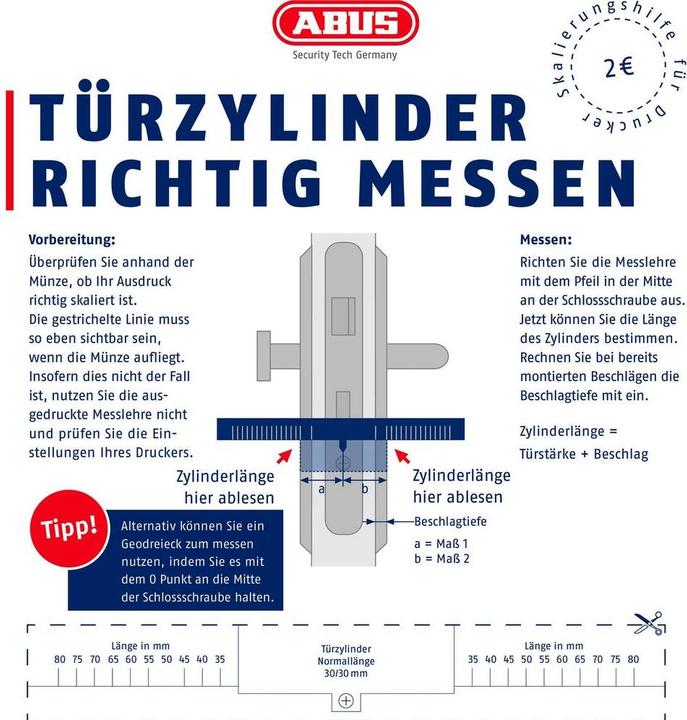 Actual product image Abus Double cylinder E60NP 30/40 (Profile double cylinder)
