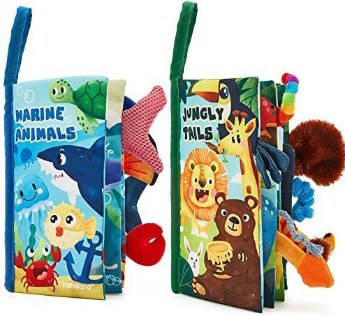 Activity Board Babybuch Baby Stoffbuch - 2 Stück Buch Babyspielzeug - 3D Bilderbuch Stoffbücher Fühlbuch
