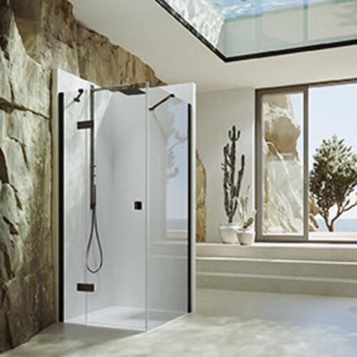 Actual product image Hüppe SolvaPro partially framed swing door, 4-corner, with fixed segment, left-hand mounting, width: 1000m (211 cm, 100 cm)