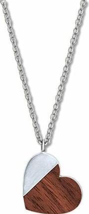 Actual product image Crystalp Romantic steel necklace Wooden Heart 30450.W1. E