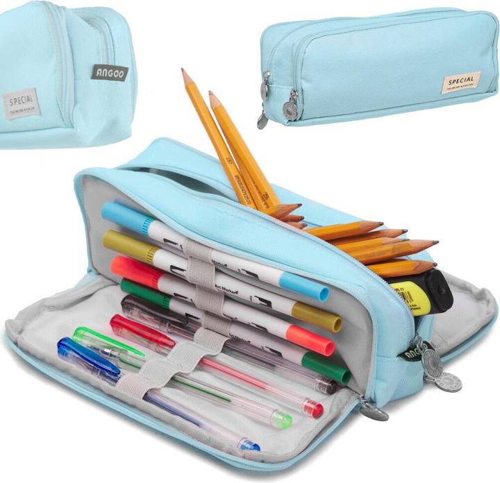 Ikonka School driedubbele tas cosmeticatas 3in1 blauw