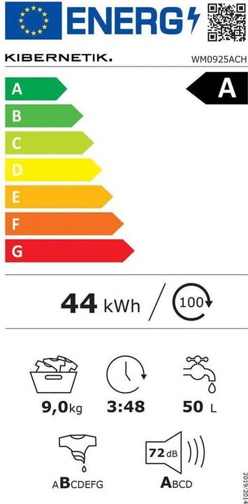 Energy Label Kibernetik Waschmaschine WM0925ACH 9kg EER A -10% (9 kg, Left)