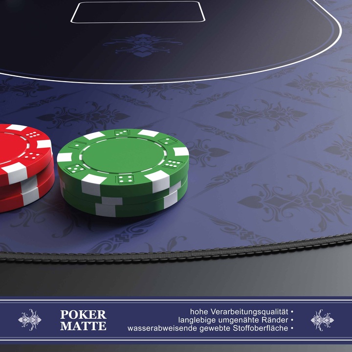 Actual product image CSL Poker mat, large desk pad 1000x600mm, oval poker table pad for card games, blue