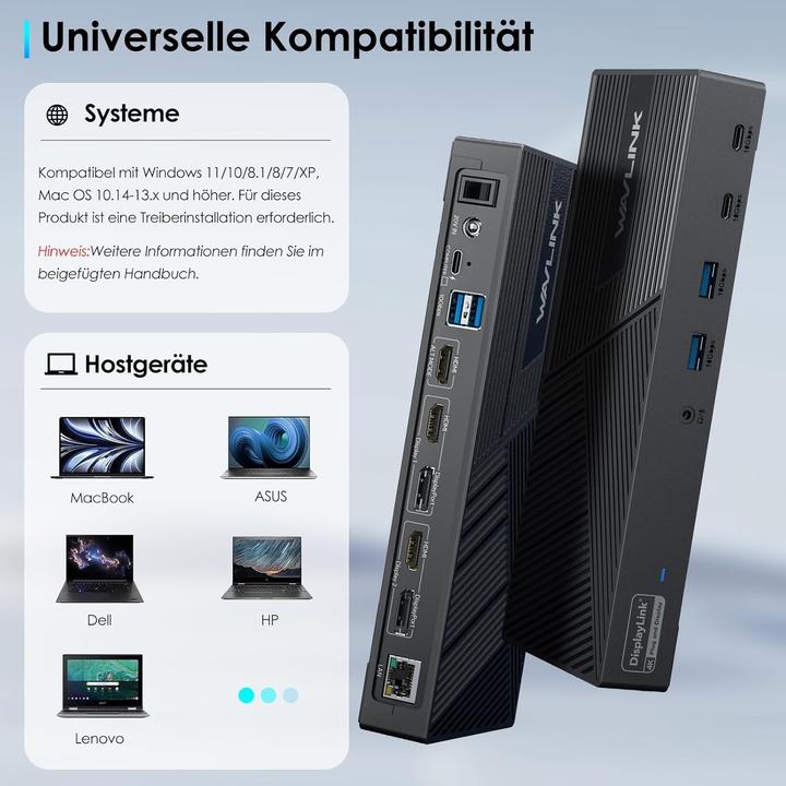 Actual product image Wavlink Displaylink Docking Station (USB-C, 6 ports)