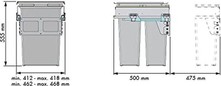 Produktbild Menage Confort Auszugsmüllbehälter für Küchenschränke mit zwei Behältern (70 l)