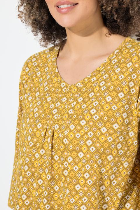 Immagine prodotto Ulla Popken Maglia dal taglio svasato con stampa animalier, scollo a V e maniche a 3/4 (42, 44)