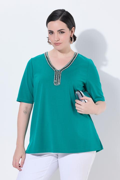 Actual product image Ulla Popken Beaded Neckline Short Sleeve Tee (42, 44)