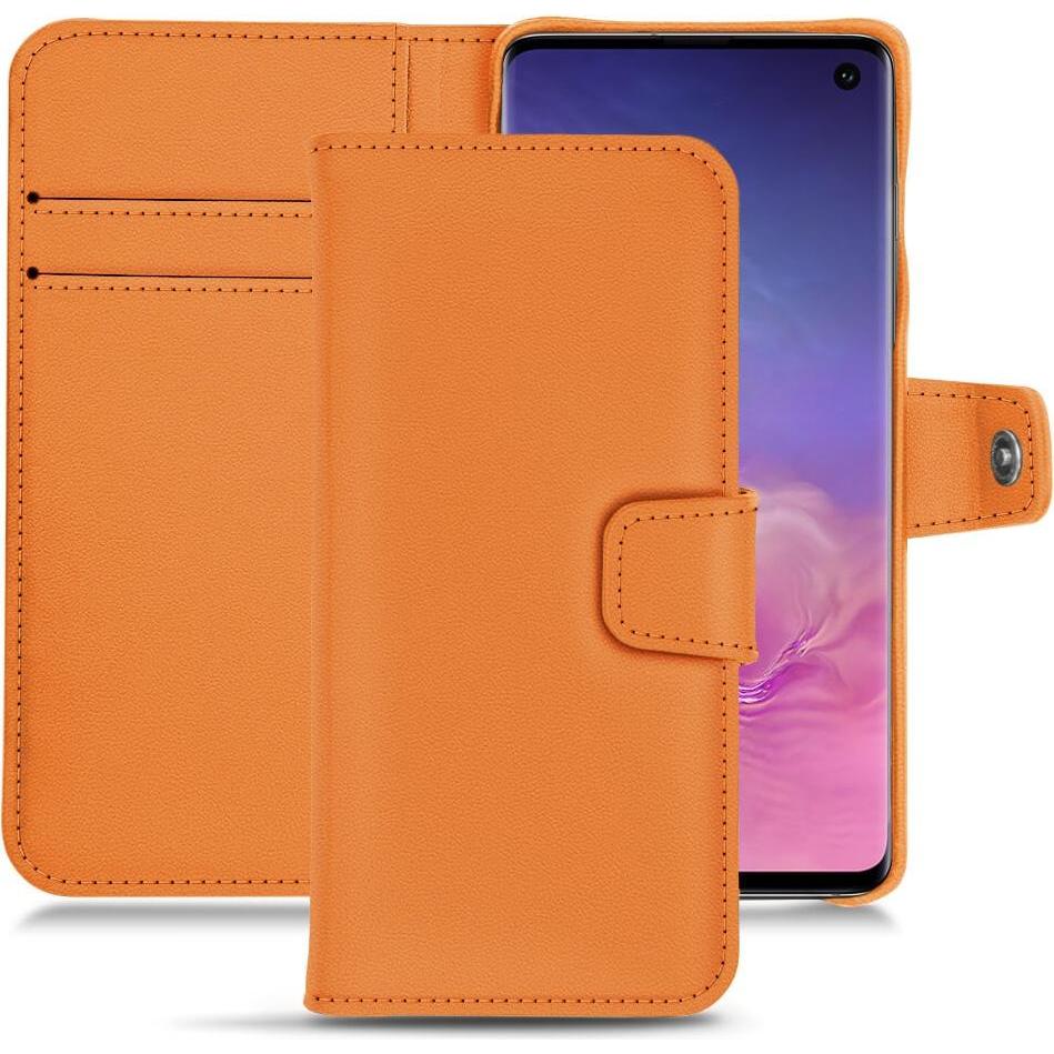 Noreve Lederschutzhülle Wallet (Samsung Galaxy S10), Smartphone Hülle, Orange