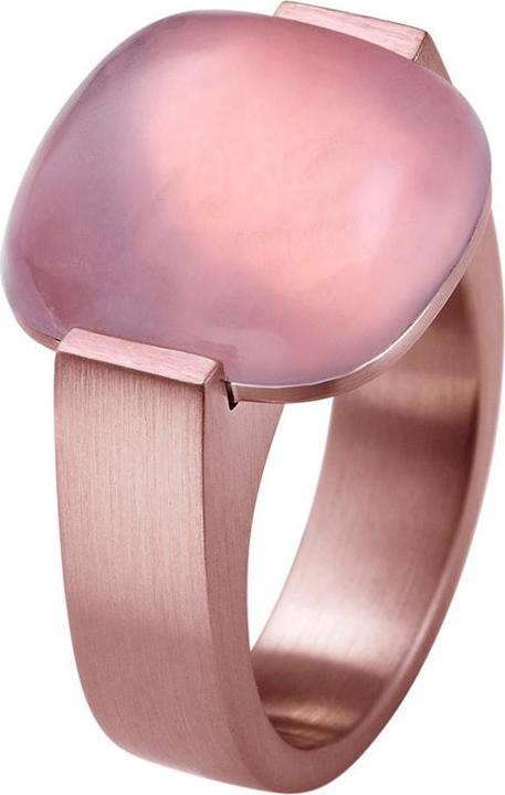 Xen Bague avec cabochon de quartz rose clair de 15x15mm plaqué or rose (48)