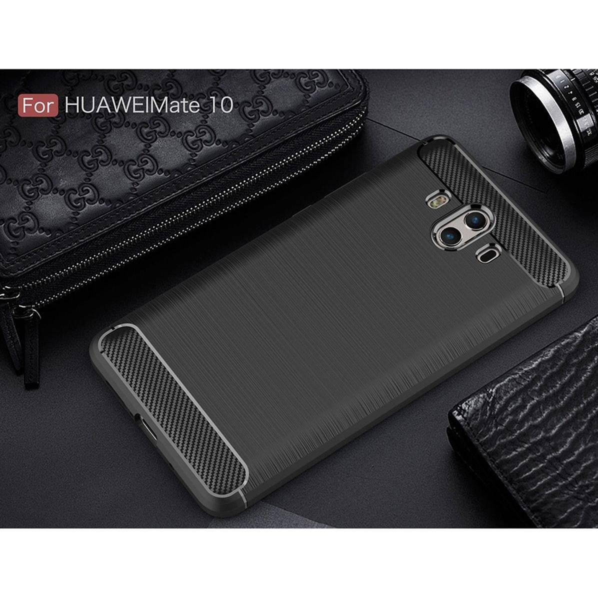 Thumbnail - König Design Huawei Mate 10 Handy Hülle TPU Case Carbon Fiber Schutz Cover Bumper Schwarz Neu (Huawei Mate 10), Smartpho...