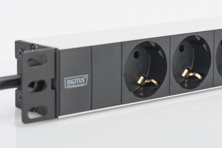 Image du produit Digitus Bande de prises 3 fois 25,4cm 10 pouces noir avec support d'installation (3 x, CEE 7/3, 2 m)