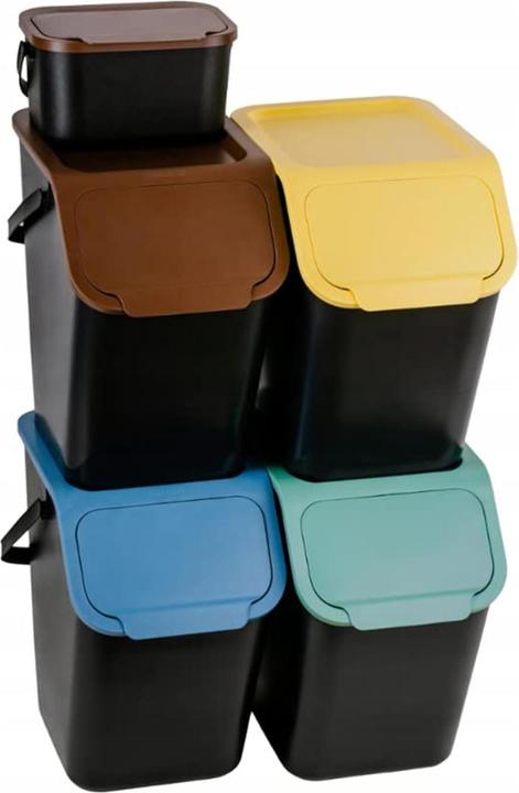 Go Practic 5-teiliges Küchen-Mülltrennsystem mit Komposter (4x25 l + 1x4,5 l) (104.50 l)