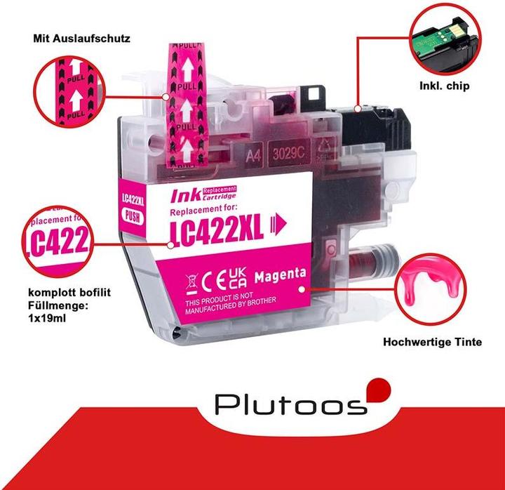 Actual product image Plutoos Brother LC-422XL cartridge compatible, set of 4 colours LC-422 XL