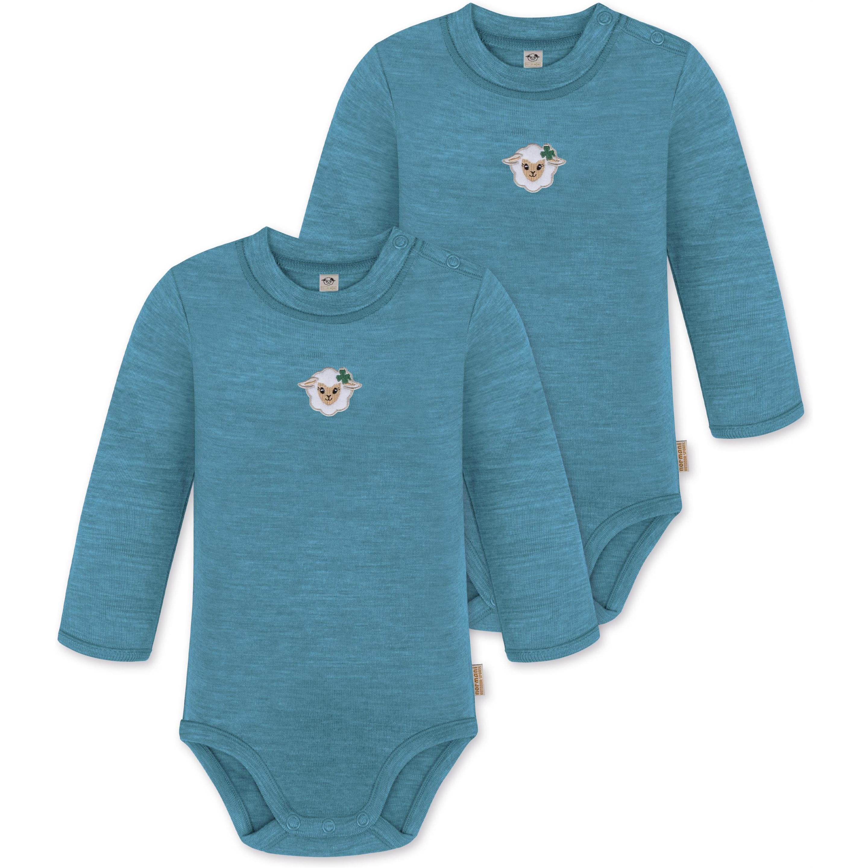 Normani, Herren, Body, 2er Pack Baby Merino Langarmbody „Tuai" - 9397, Blau, (86)