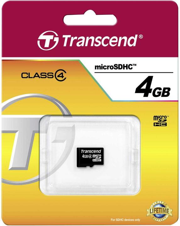Produktbild Transcend Flash-Speicherkarte 4GB Micro SDHC, C4 (4 GB, microSDHC)