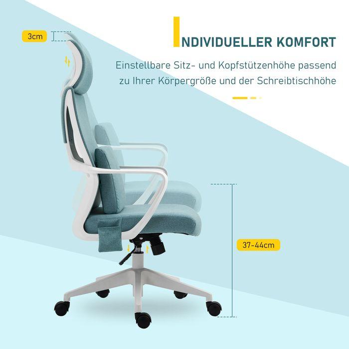Image du produit Swisshandel24 chaise de bureau ergonomique avec fonction massage chaise de jeu en nylon bleu