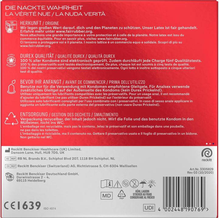 Nährwerte und Zutaten Durex Gefühlsecht XXL (30 Stk.)