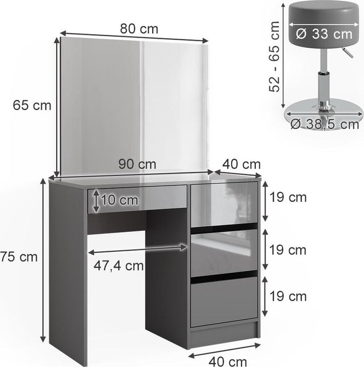 Image du produit Vicco Sherry mit Hocker (90 x 40 x 75 cm)