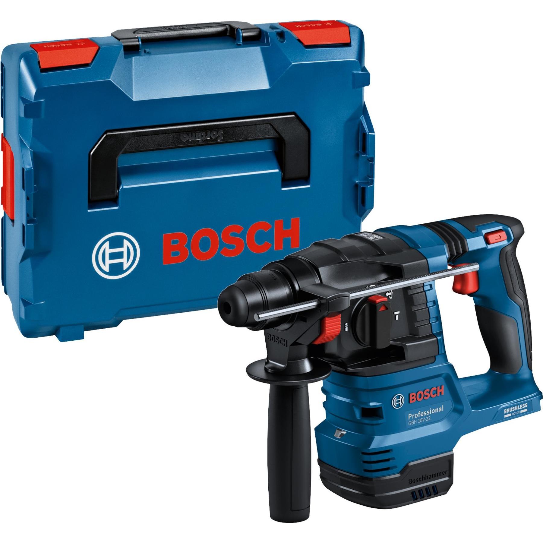 Bosch Professional, Trapano + Avvitatore a batteria, Martello rotante a batteria con SDS plus GBH 18V-22, L-BOXX