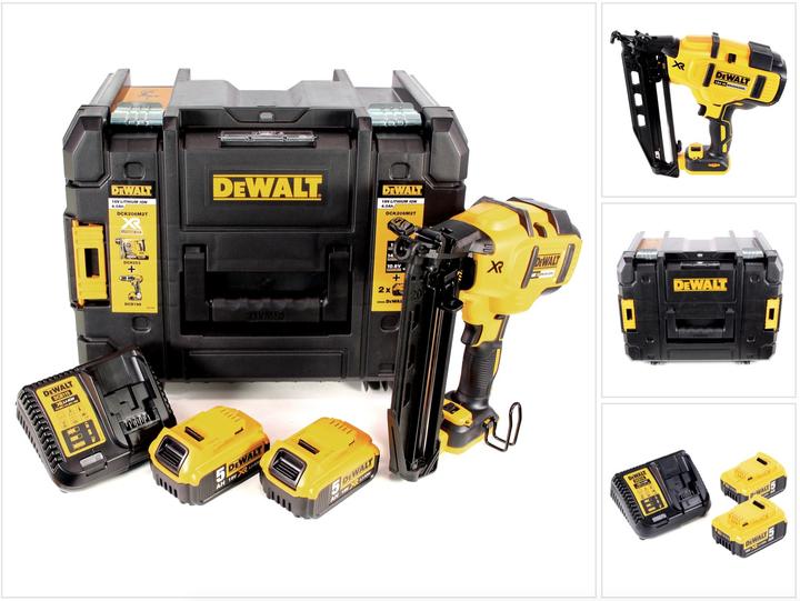 1x DeWALT DCN660 NT Akku-Nagler, 2x DeWALT DCB184 5,0 Ah Akku, 1x DeWALT DCB113 Ladegerät, 1x DeWALT Koffer