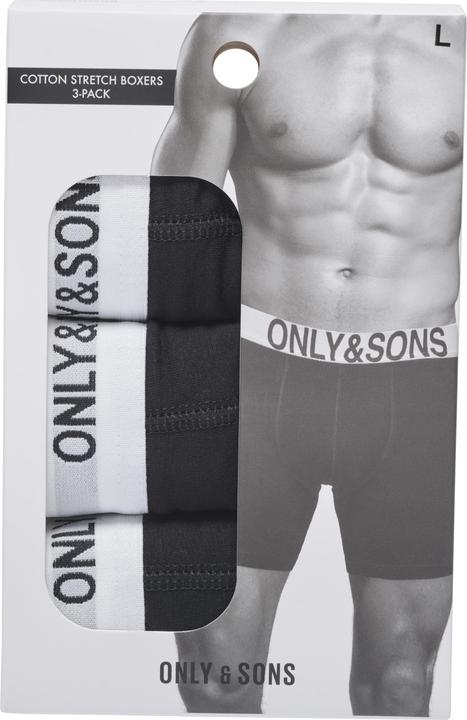 Actual product image Only & Sons Onsfitz Solid Black Boxer 3pack Noos (L, pack of 3)