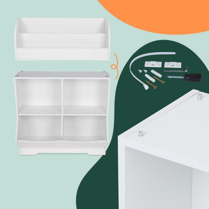 Actual product image Relaxdays - Kinderregal mit Buchablagen, Weiss, 89,5 x 67 x 30 cm