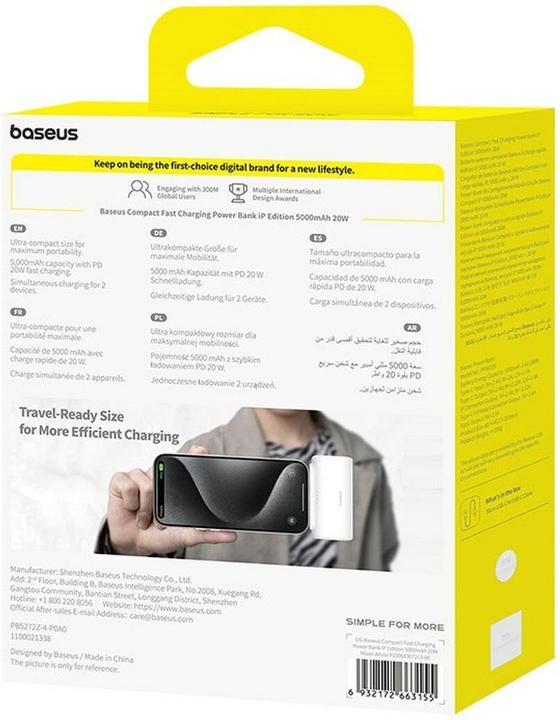Immagine prodotto Baseus Powerbank OS-Baseus Compact IP 5000mAh 20W (white) (5000 mAh, 20 W, 18.50 Wh)
